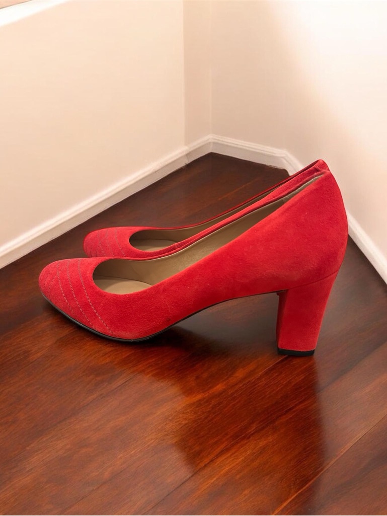 Talbots Red Suede Block Heel Pumps